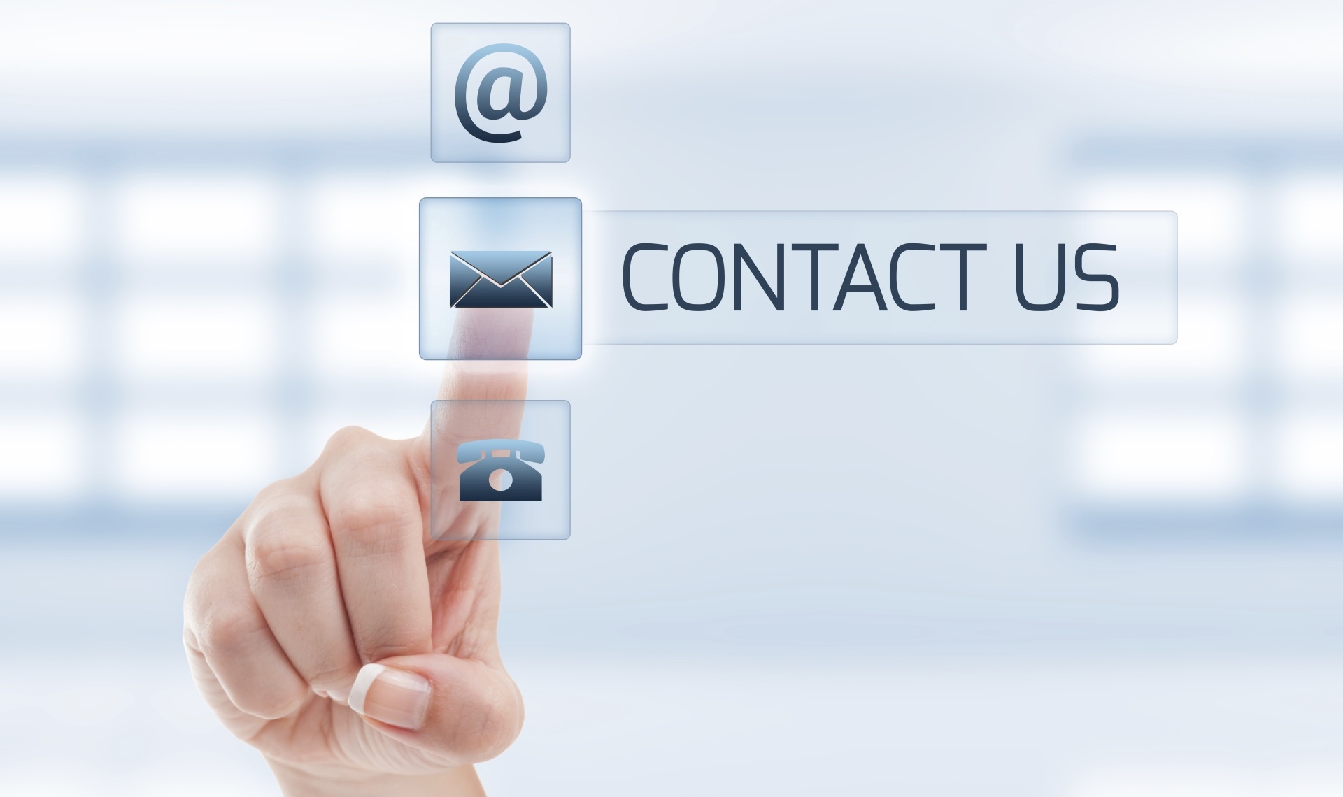 Contact us concept using woman's hand
