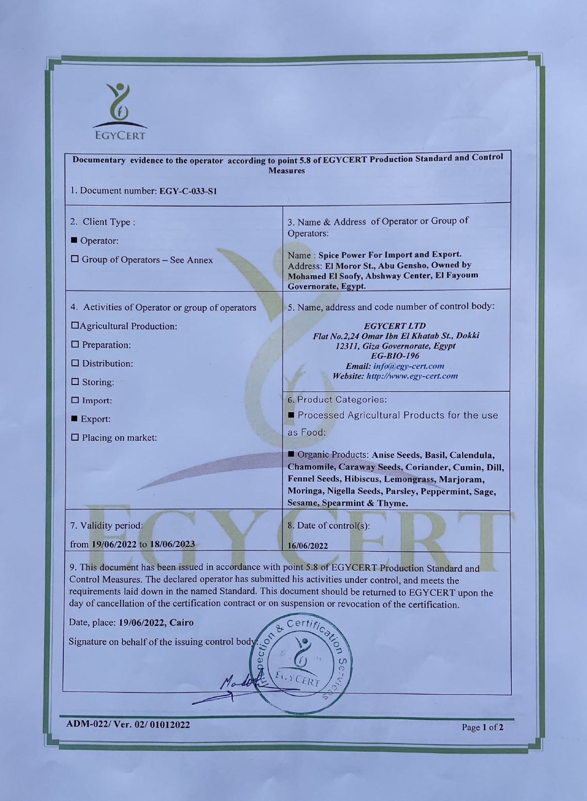 Organic Certificate - Spice Power1_page-0001